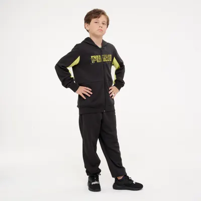 Trening cu fermoar Puma French Terry Educație fizică Negru-Galben Copii