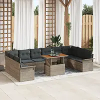 Set canapea gradina Gossi 11 piese cu perne gri ratan poli, canapea gradina Gossi pentru doi cu spatiu de depozitare si perne gri ratan poli