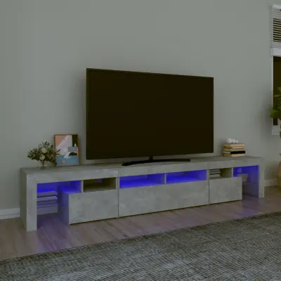 vidaXL Comodă TV cu lumini LED, gri beton, 230x36,5x40cm