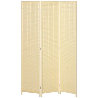 HOMCOM Paravan din lemn separator de camera pliabil cu 3 panouri 135 x 180 cm lemn natural | Aosom Romania
