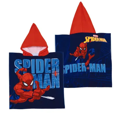 Prosop de plajă, Poncho, pentru copii, model Spiderman, 55x55 cm, Arditex