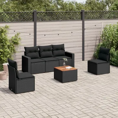 Gossi set mobilier de gradina cu perne, 6 piese, negru, poliratan