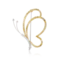 Brosa fluture din aur alb-galben cu fancy diamonds de 1.54ct si diamante de 0.31ct