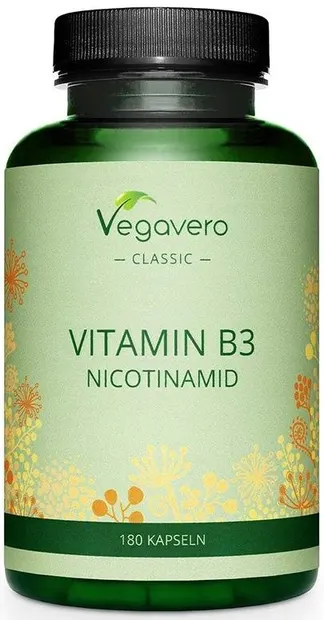 Vitamin B3 Nicotinamid, 180 capsule, Vegavero