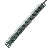 Prelungitor pentru cabinet 19" PDU Schuko la 9 prize Schuko 16A Aluminiu 2m, Roline 19.07.1620