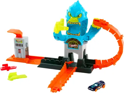 Set de joacă Hot Wheels City - Gorila la atac, cu o căruță, 1:64