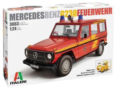 Model asamblabil Italeri Modern: Automobile - Mașină de pompieri Mercedes Benz G230 Feuerwehr