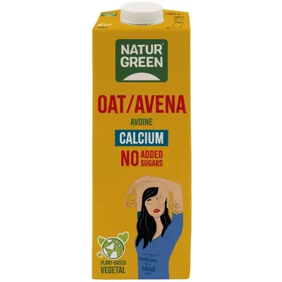 Set 2 x Bautura Vegetala de Ovaz cu Calciu, fara Zahar, 1000 ml, Natur Green