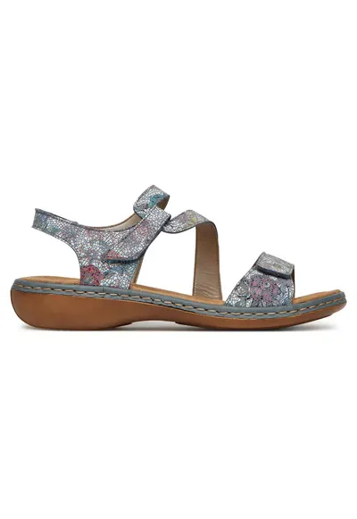 Sandale dama multicolor - piele naturala - Gri