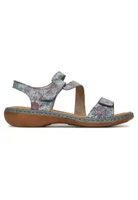 Sandale dama multicolor - piele naturala - Gri