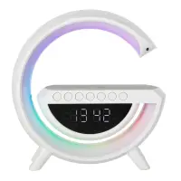 Lampa LED 23,5cm cu Boxa Bluetooth, incarcator Wireless, Lumini RGB Si Ceas Integrat