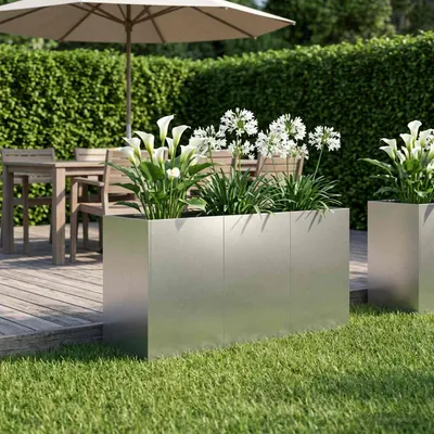 vidaXL Vază pentru Grădină Argintiu 120 x 40 x 60 cm Oţel inoxidabil