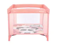 Tarc de joaca pentru copii KikkaBoo Enjoy Pink Panda 2023 cu pliere compacta,usa mare de acces cu fermoar,saltea pliabila moale,inele si geanta pentru transport incluse
