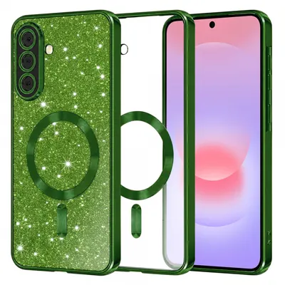 Husa MagSafe pentru Samsung Galaxy A37 5G, Techsuit, Luxury Glitter, Verde Inchis