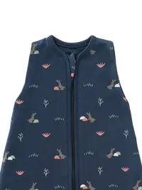 Sac de dormit cocon din bumbac organic 0-3 luni model Rabbit Mood Indigo