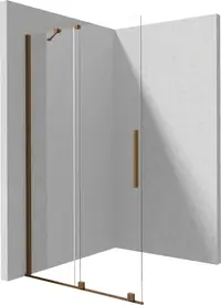 Paravan dus sticla securizata 6 mm cu usa glisanta 140x195 cm, bronz periat, Deante Prizma
