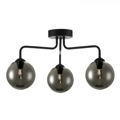 Plafoniera Feya 3 Light Semi Flush Matt Black Smoked Glass