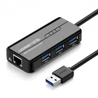 Hub USB UGREEN 20265, 3 x USB-A 3.0 - 1 x RJ45, Negru
