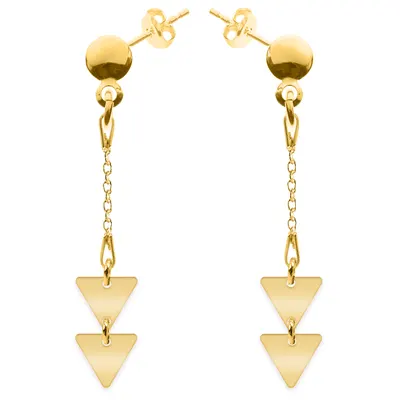 Triangle - Cercei personalizati doua triunghiuri cu tija din argint 925 placat cu aur galben 24K