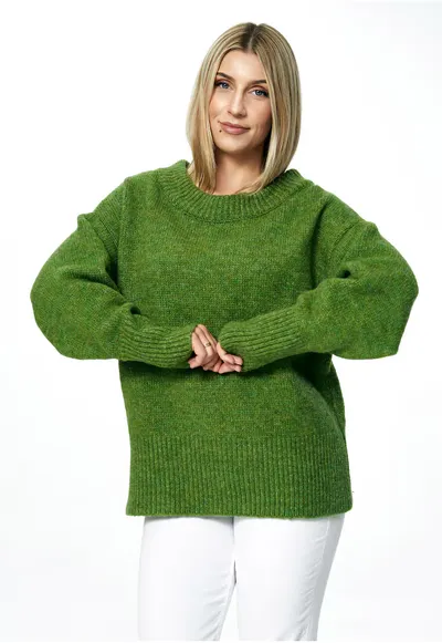 Pulover dama oversize - gat barca - verde - material universal