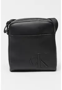 Geanta crossbody cu monograma logo in relief - Negru