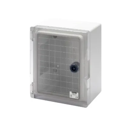 Watertight Board With Transparent Door Fitted With Lock - Gwplast 120 - 200x254x135 - Ip55 - Grey Ral 7035