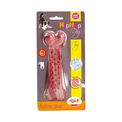 KidDog Jucarie Caini, HipHop, Os Antibacterian, Aroma Bacon, Cauciuc, 16.5 cm