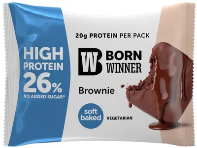 Protein Brownie, prăjitură brownie, 75 g, Born Winner