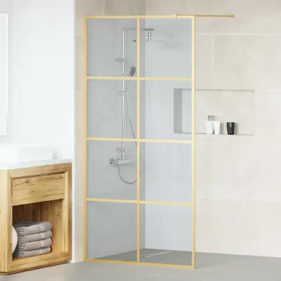vidaXL Zid de duș walk-in Auriu 100 x 195 cm sticlă securizată