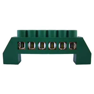 Bara de nul cu suruburi izolata 6poli – verde / HC-001