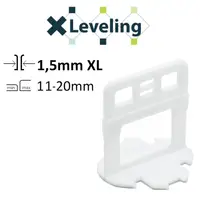 Distantiere XL autonivelare ( Clips XL ) pt. placi groase (11- 20 mm) - Rost de 1,5 mm - 100 buc - XLEV-PLC1.5XL100