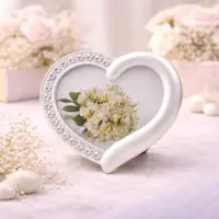 Ramă Foto AZAY Tip Inimă cu Cristale, 10x8 cm, Decor Romantic, Cadou Cuplu, Nuntă, Aniversare, Cutie Cadou Inclusă