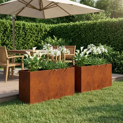 vidaXL Vază pentru Grădină 2 buc. Ruginit 100 x 20 x 49 cm