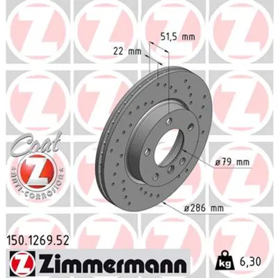 Disc frana ZIMMERMANN 150.1269.52