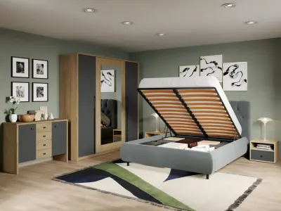 Set Mobila Dormitor Pero tapitat cu oglinda C2