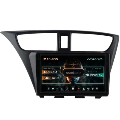 Navigatie 2K Honda Civic Hatchback (2012-2015), Android, S-Quadcore 4GB RAM + 64GB ROM, 9.5 Inch - AD-BGS90042K+AD-BGRKIT019
