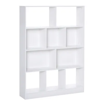 HOMCOM Bibliotecă raft Mobilier de Depozitare 5 nișe + 5 rafturi Panouri Particule Alb | Aosom Romania