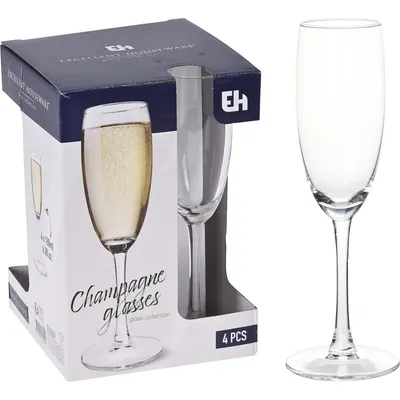 Set 4 pahare cu picior pentru șampanie 180ml