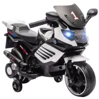 AIYAPLAY Motocicletă electrică pentru copii 18-36 luni, 6V, cu roți detașabile, faruri și muzică, albă | Aosom Romania