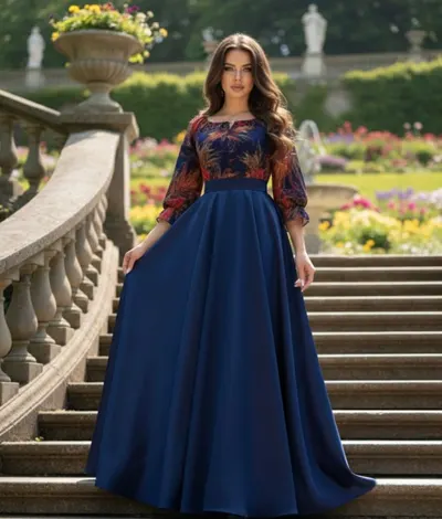 Rochie cu motive florale eleganta lunga Teo 5