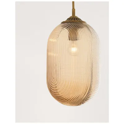 Lampa suspendata ATHENA Champagne Sticla Brass Metal LED E27 1x12 Wat 230 Volt IP20 Fara bec