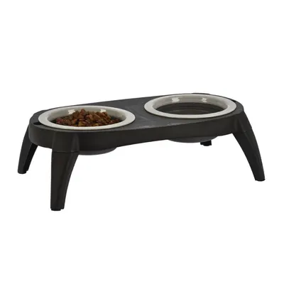 Suport cu 2 castroane pentru animăluțe, 2x500 ml, colecția Pets, culoarea negru