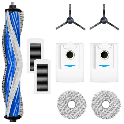 Set accesorii PAA-home, compatibile cu aspiratoarele Ecovacs X5 Pro Omni/ X5 Omni, continut: 2 lavete, 2 filtre, 2 perii laterale negre, 1 perie centr