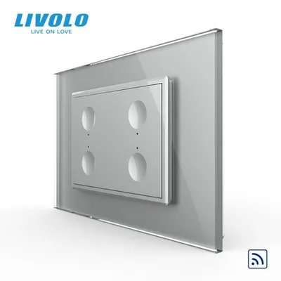 Intrerupator cvadruplu tactil, control telecomanda RF, standard italian, cu rama sticla, 3M Gri