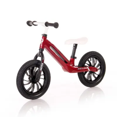 Bicicleta fara pedale unisex 12 inch Lorelli Q Play Racer rosu si alb