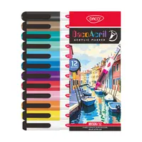 Marker acrilic, standard, varf tip pensula, 12buc/set Daco