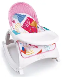 Șezlong pentru bebeluși 2 în 1 Raya Toys - Cu muzică și vibrație, roz