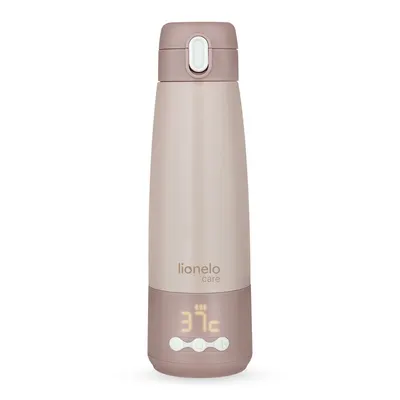 Termos inteligent cu incalzire, Lionelo, ThermUp Bottle, Incalzeste in 3.5 min, Mentine temperatura pana la 20 h, Constructie vidata cu 5 straturi, Capacitate 350 ml, USB-C, 5 setari de temperatura: 37-55°C, Roz nude