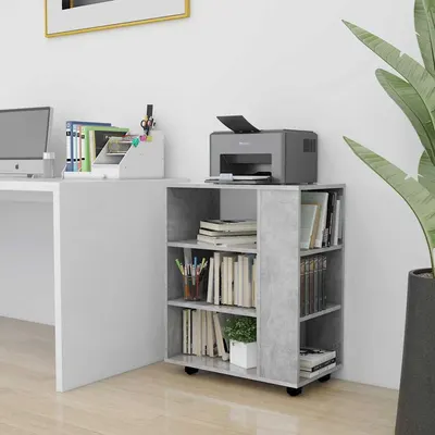 vidaXL Dulap cu roți, gri beton, 60x35x75 cm, lemn prelucrat