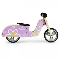 Bicicleta copii din lemn fara pedale Ecotoys LC-V1330 Violet cu fluturasi, roti cauciuc EVA, de la 2 ani pana la 20 kg, scaun reglabil pe 3 inaltimi